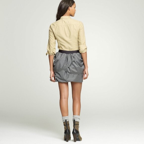 J. Crew Tulip Super 120s Wool Tiered Tulip Mini Skirt In Charcoal Gray 4 EUC - Picture 3 of 10